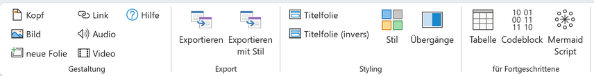 Ansicht des Marp Menübandes für Word
