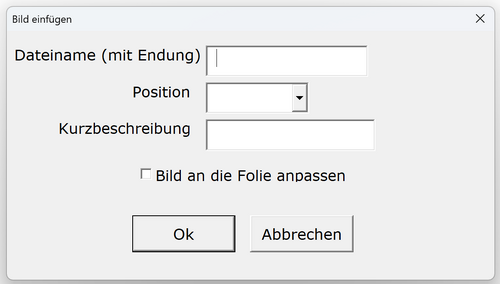 Ansicht des Bilddialogs beim Marpmenü
